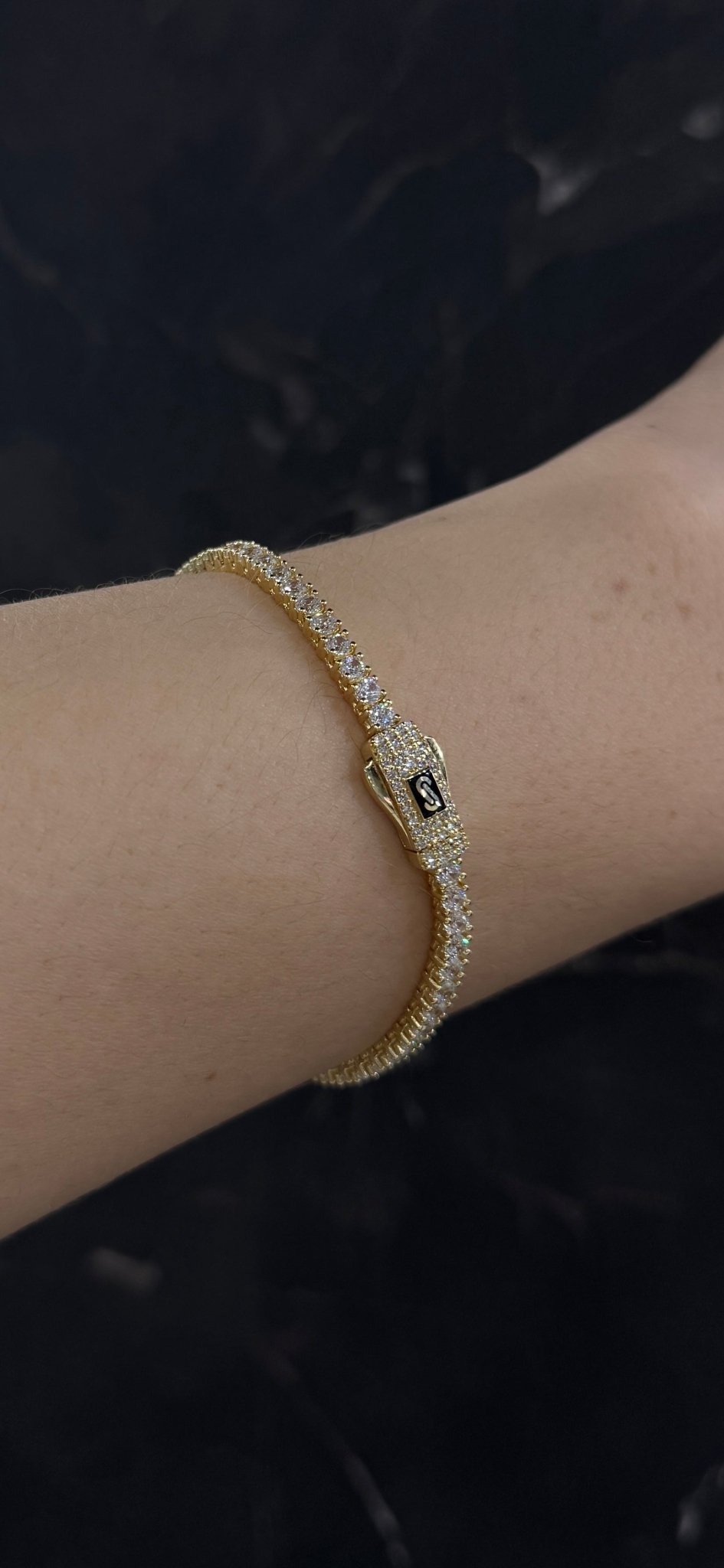 Tennis bracelet by Mônaco Chain - Leonora Gold Jewelry
