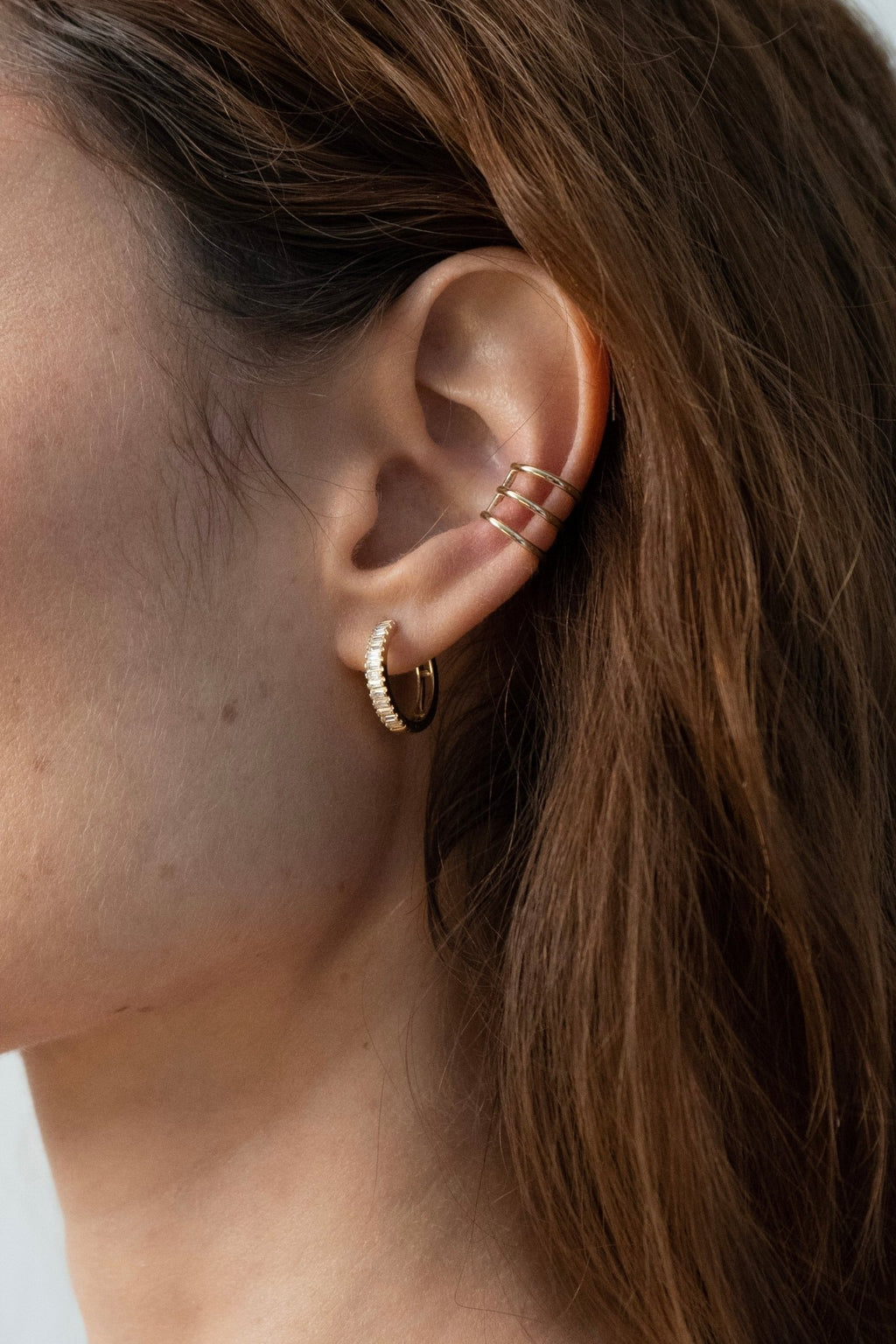 The Baguette Hoops - Leonora Gold Jewelry