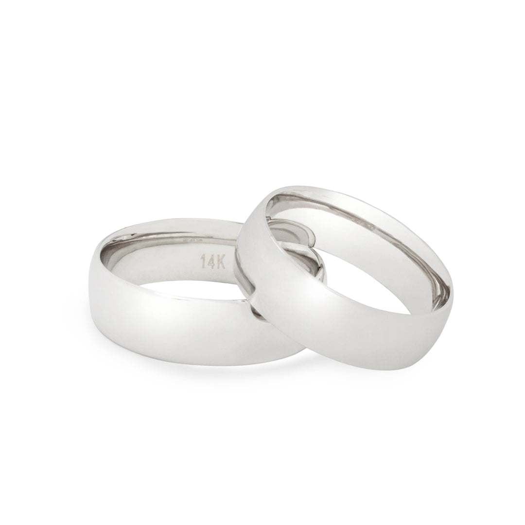 The Wedding Band in White Gold  6mm
